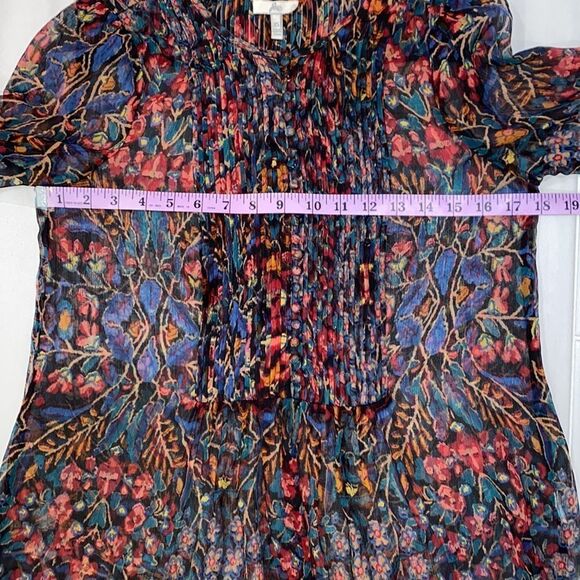 Joie  Sheer Smocked Floral Print Top multi Size XS - Picture 9 of 9
